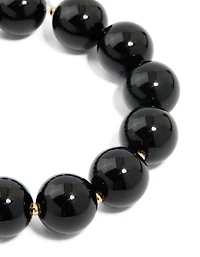 Black Acrylic Beaded Stretch Bracelet