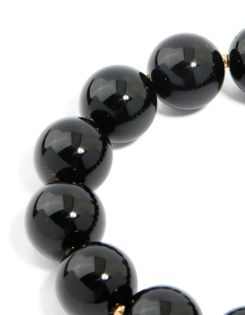 Black Acrylic Beaded Stretch Bracelet