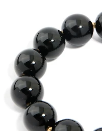 Black Acrylic Beaded Stretch Bracelet