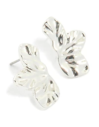 Silver Mini Flower Fan Stud Earrings