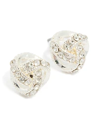 Silver Diamante Mini Knot Stud Earrings