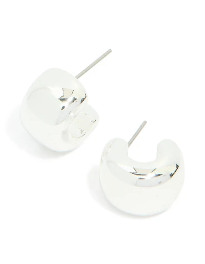 Silver Chubby Wide Hoop Earrings