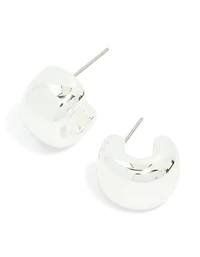 Silver Chubby Wide Hoop Earrings