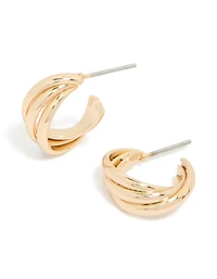 Boucles d’oreilles à cerceaux en pente torsadée dorée