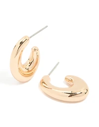 Boucles d’oreilles cerceau en forme de C en or