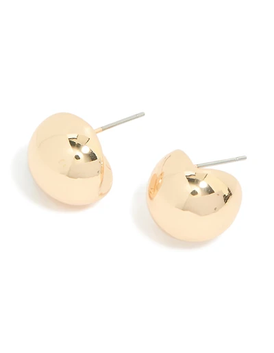 Gold Bubble Edge Round Stud Earrings