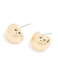 Gold Bubble Edge Round Stud Earrings