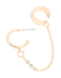 Gold Chain Link Hoop & Cuff Earring