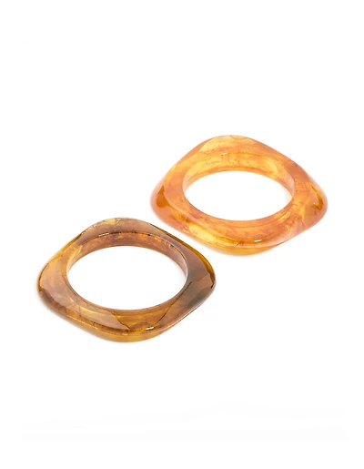 Brown Acrylic Thin Square Bangles 2-Pack
