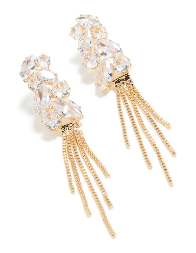 Boucles d’oreilles tombantes en zircone cubique en or à forme mixte