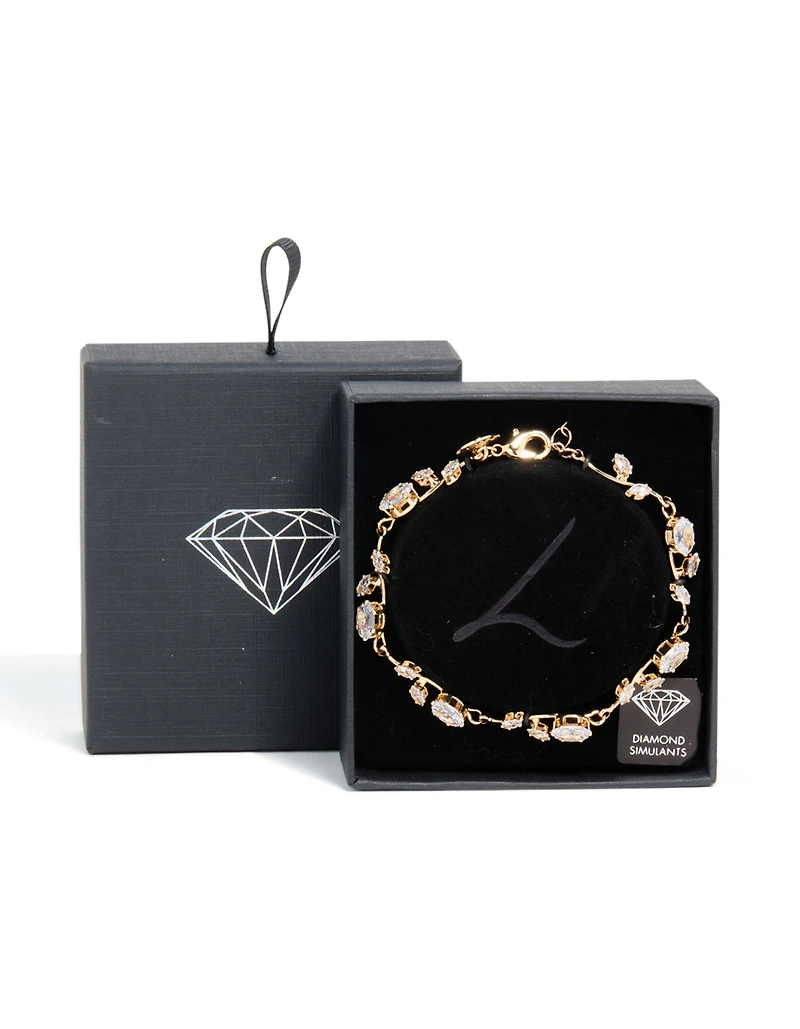 Gold Cubic Zirconia Vine Bracelet