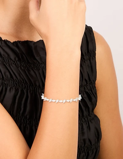 Bracelet de tennis en zircone cubique en argent marquise alternant