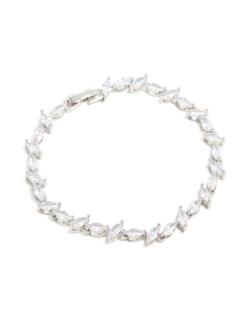 Bracelet de tennis en zircone cubique en argent marquise alternant