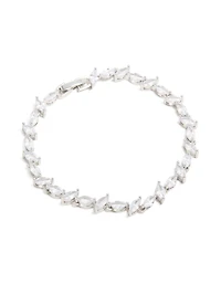 Bracelet de tennis en zircone cubique en argent marquise alternant