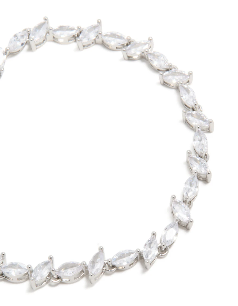 Bracelet de tennis en zircone cubique en argent marquise alternant