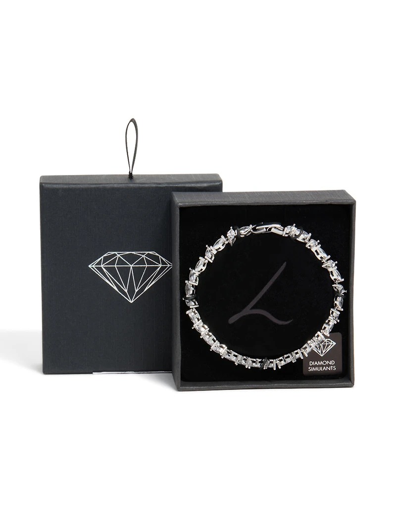 Bracelet de tennis en zircone cubique en argent marquise alternant