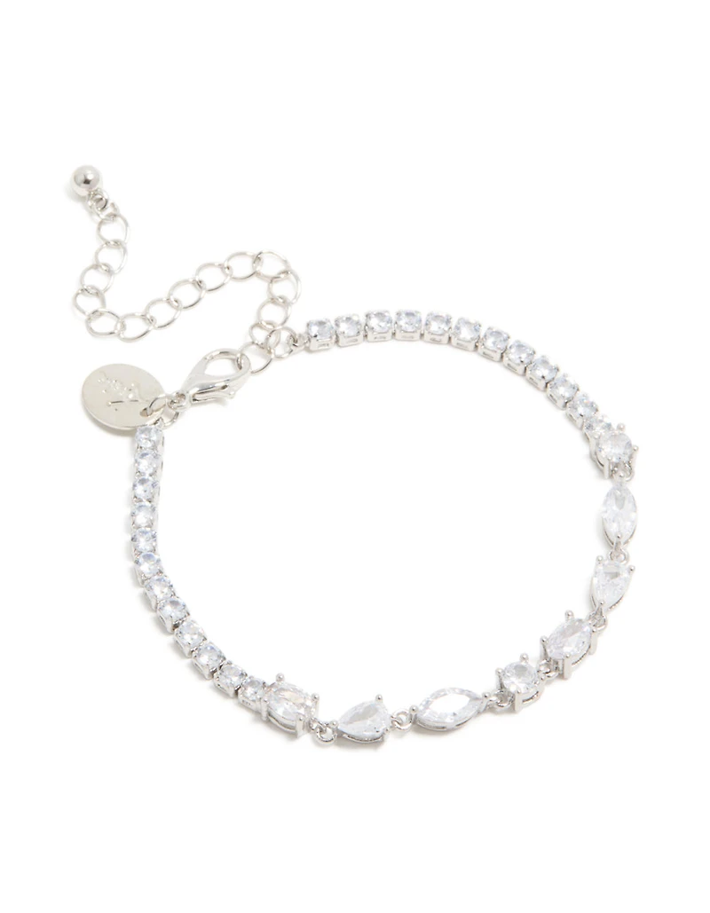 Bracelet en zircone cubique en argent à formes mixtes
