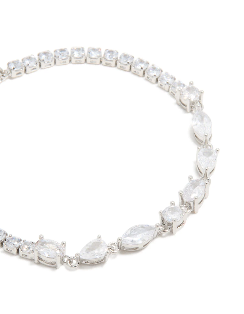 Bracelet en zircone cubique en argent à formes mixtes