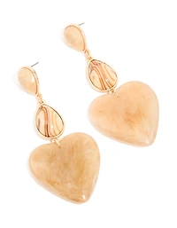 White Acrylic Chunky Hearts Drop Earrings