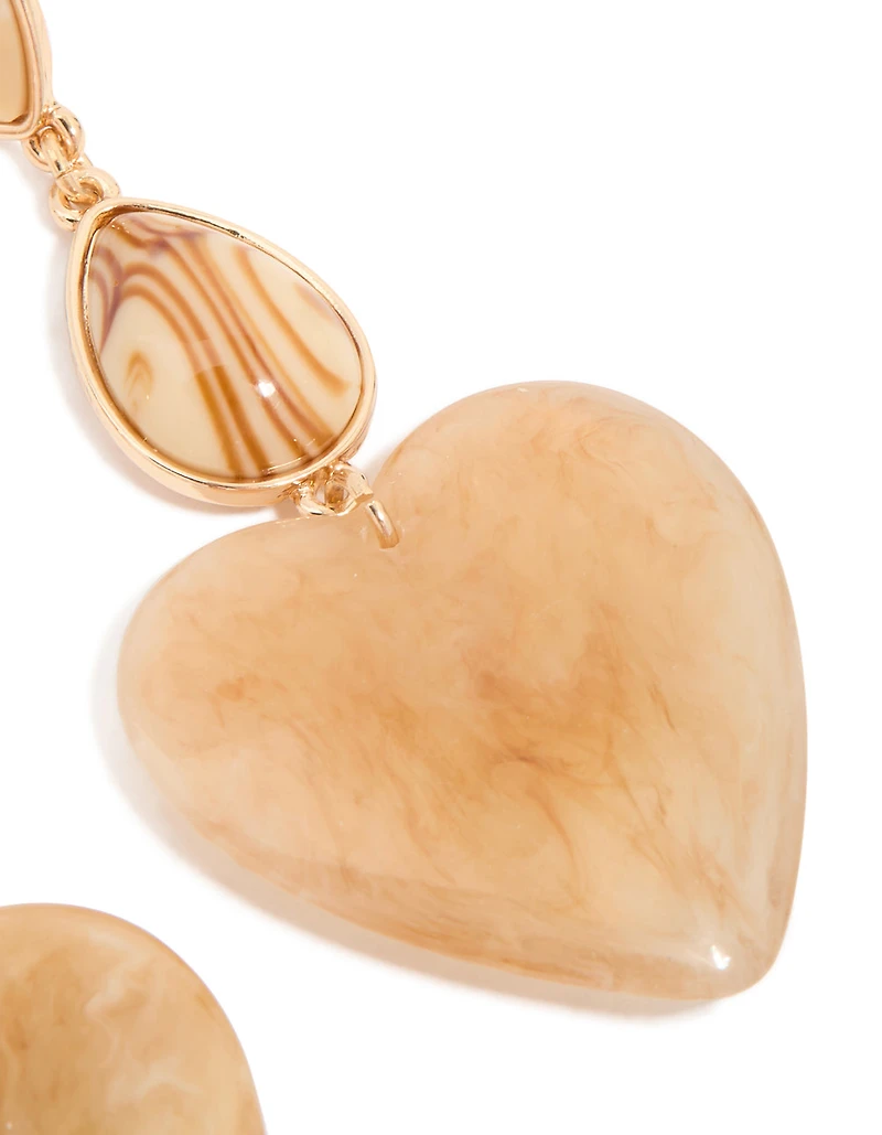 White Acrylic Chunky Hearts Drop Earrings