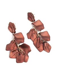 Dark Brown Coated Metal Petal Drop Earrings