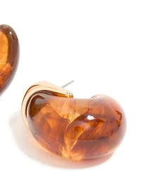 Brown Acrylic Chunky Curved Stud Earrings
