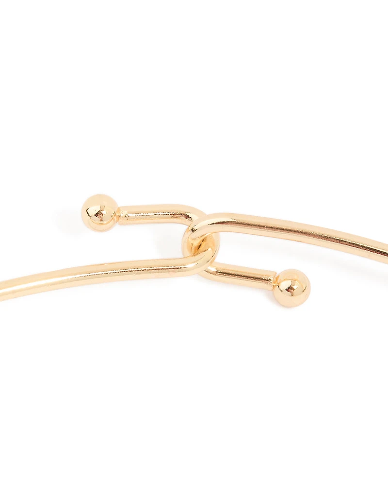 Collier torque en pierre marbrée brun foncé doré