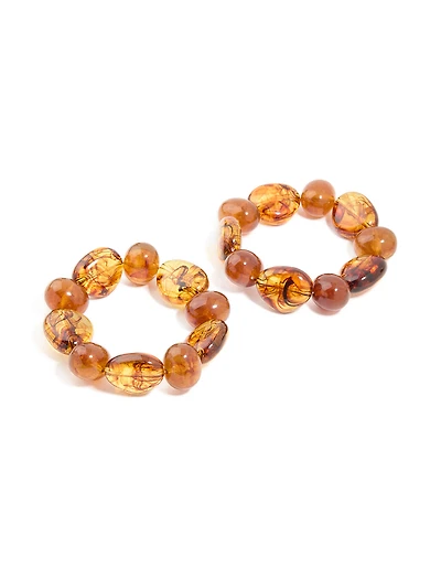 Brown Acrylic Beaded Stretch Bracelets 2-Pack