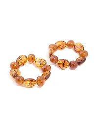 Brown Acrylic Beaded Stretch Bracelets 2-Pack