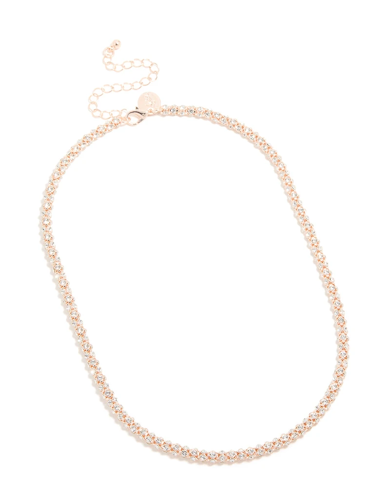 Rose Gold Plated Diamante Fireball Chain Necklace