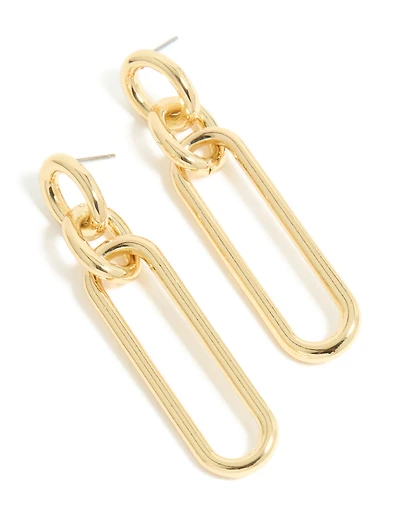 Grandes boucles d’oreilles ovales à maillons dorées