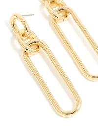 Grandes boucles d’oreilles ovales à maillons dorées