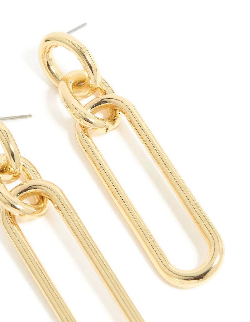 Grandes boucles d’oreilles ovales à maillons dorées