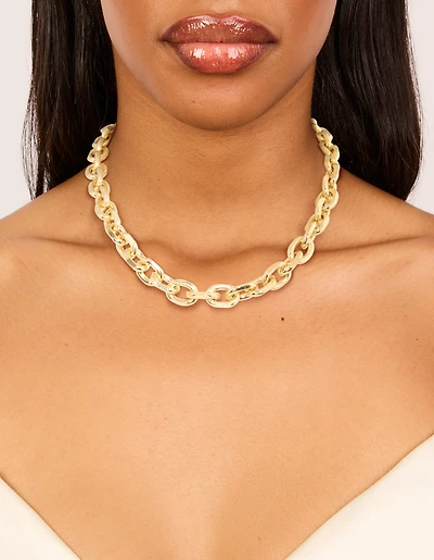 Gold Plated Large Circle Link Chain Necklace