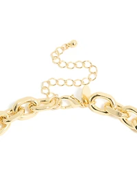 Collier de grandes chaînes en maillons circulaires plaqués or