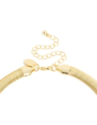 Gold Plated Diamante Centre Thick Snake Chain Necklace