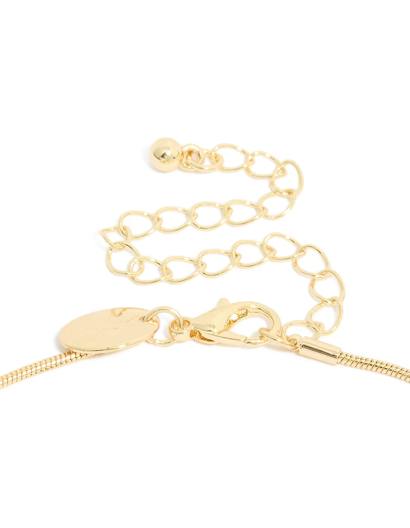 Gold Plated Puffy Square Open Pendant Necklace