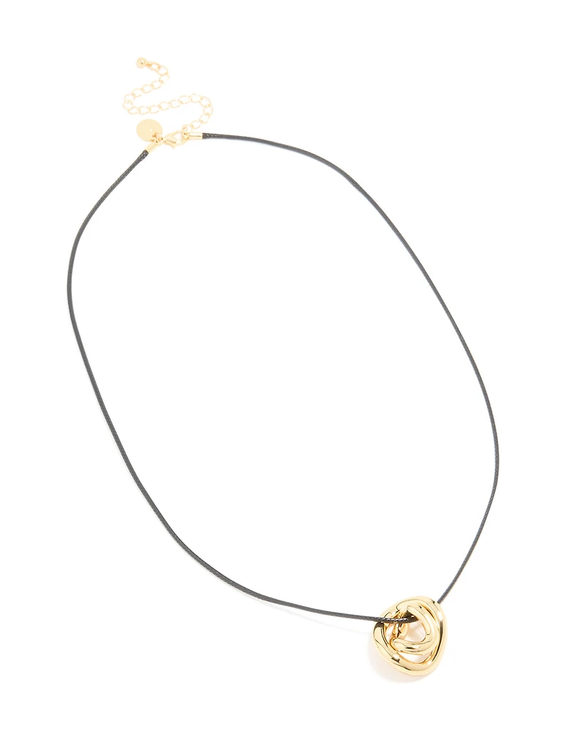 Gold Plated Swirl Pendant Cord Necklace