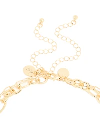 Gold Plated Diamante Rectangle Chain Layered Necklace