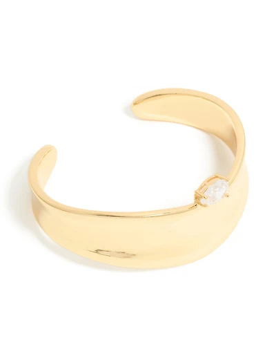 Gold Plated Diamante Centre Thick Wrist Cuff