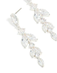Silver Plated Cubic Zirconia Vine Medium Drop Earrings