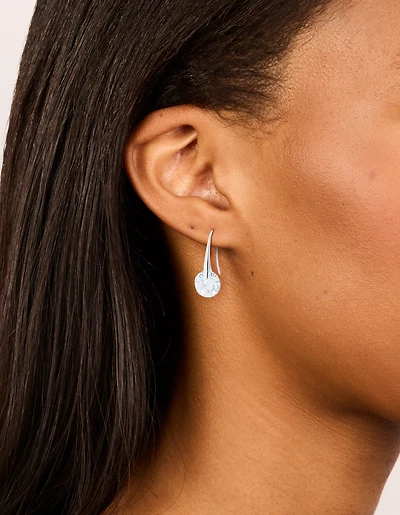 Silver Plated Cubic Zirconia Interlocking Hook Earrings