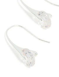 Silver Plated Cubic Zirconia Interlocking Hook Earrings