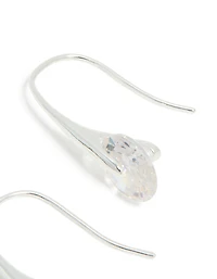 Silver Plated Cubic Zirconia Interlocking Hook Earrings
