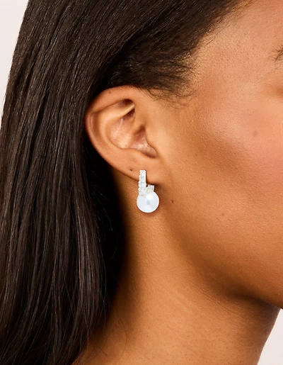 Silver Plated Cubic Zirconia Square Huggie Earrings