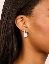 Silver Plated Cubic Zirconia Square Huggie Earrings