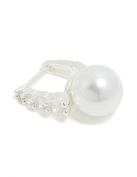 Silver Plated Cubic Zirconia Square Huggie Earrings