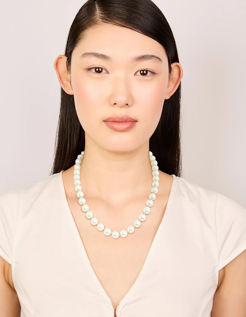 Gold Plated Diamante & Pearl Necklace
