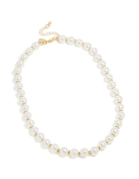 Gold Plated Diamante & Pearl Necklace