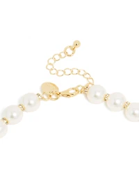 Gold Plated Diamante & Pearl Necklace